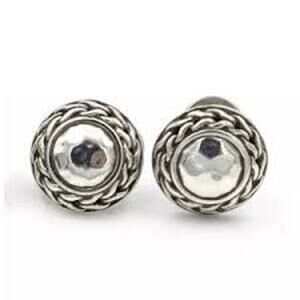 John Hardy Palu 925 Sterling Silver MEDIUM Round Omega Stud Earrings
